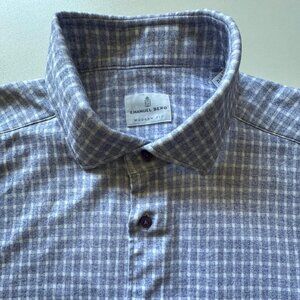 Emanuel Berg Byron Mélange 4-Flex Dress Shirt 17.5 US 44 EU - XL Lavender